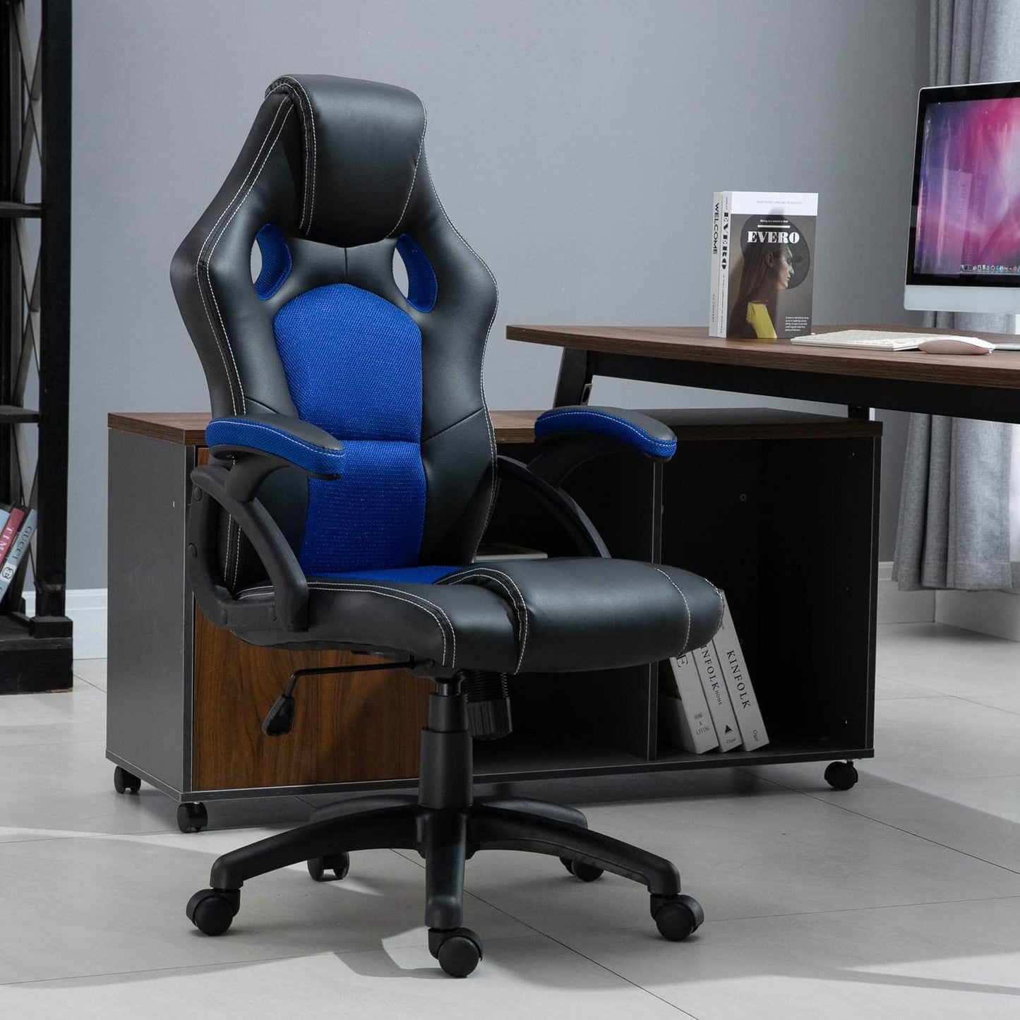 Aosom Gaming Chair Vinsetto 360 Degree Swivel Racing Office Gaming Chair with Adjustable Height in Faux Leather - Available in 2 Colours