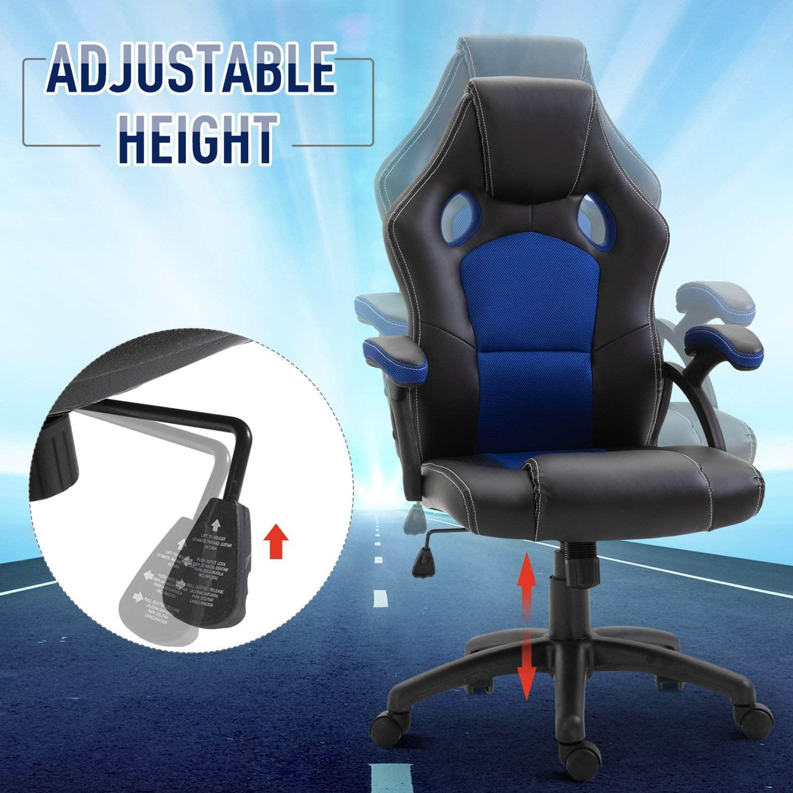 Aosom Gaming Chair Vinsetto 360 Degree Swivel Racing Office Gaming Chair with Adjustable Height in Faux Leather - Available in 2 Colours