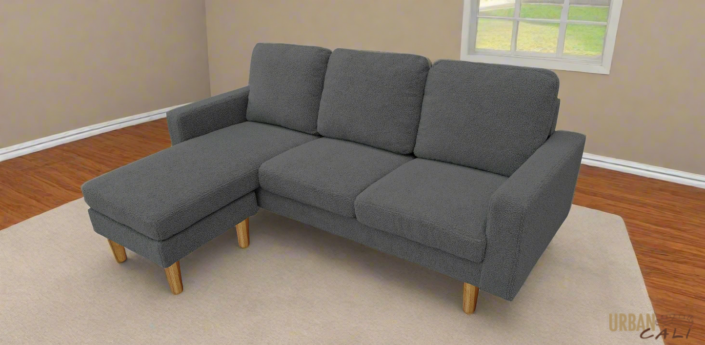 Hillsborough 76" Wide Boucle Sectional Sofa with Reversible Chaise - Available in 3 Colours