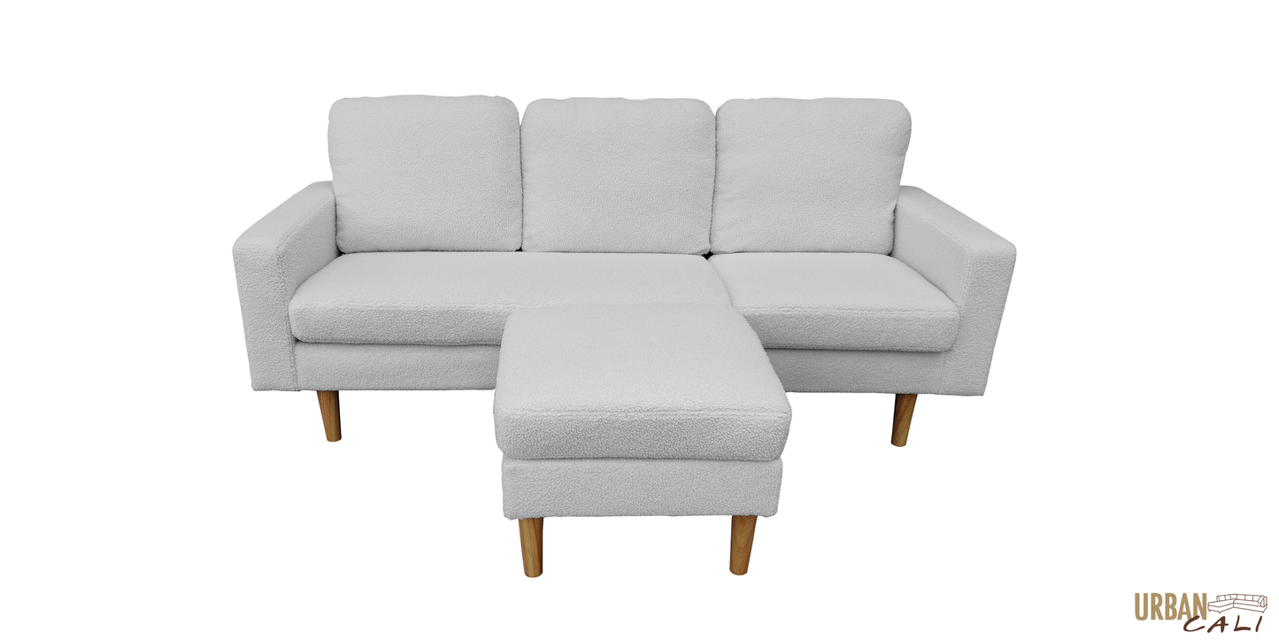 Hillsborough 76" Wide Boucle Sectional Sofa with Reversible Chaise - Available in 3 Colours